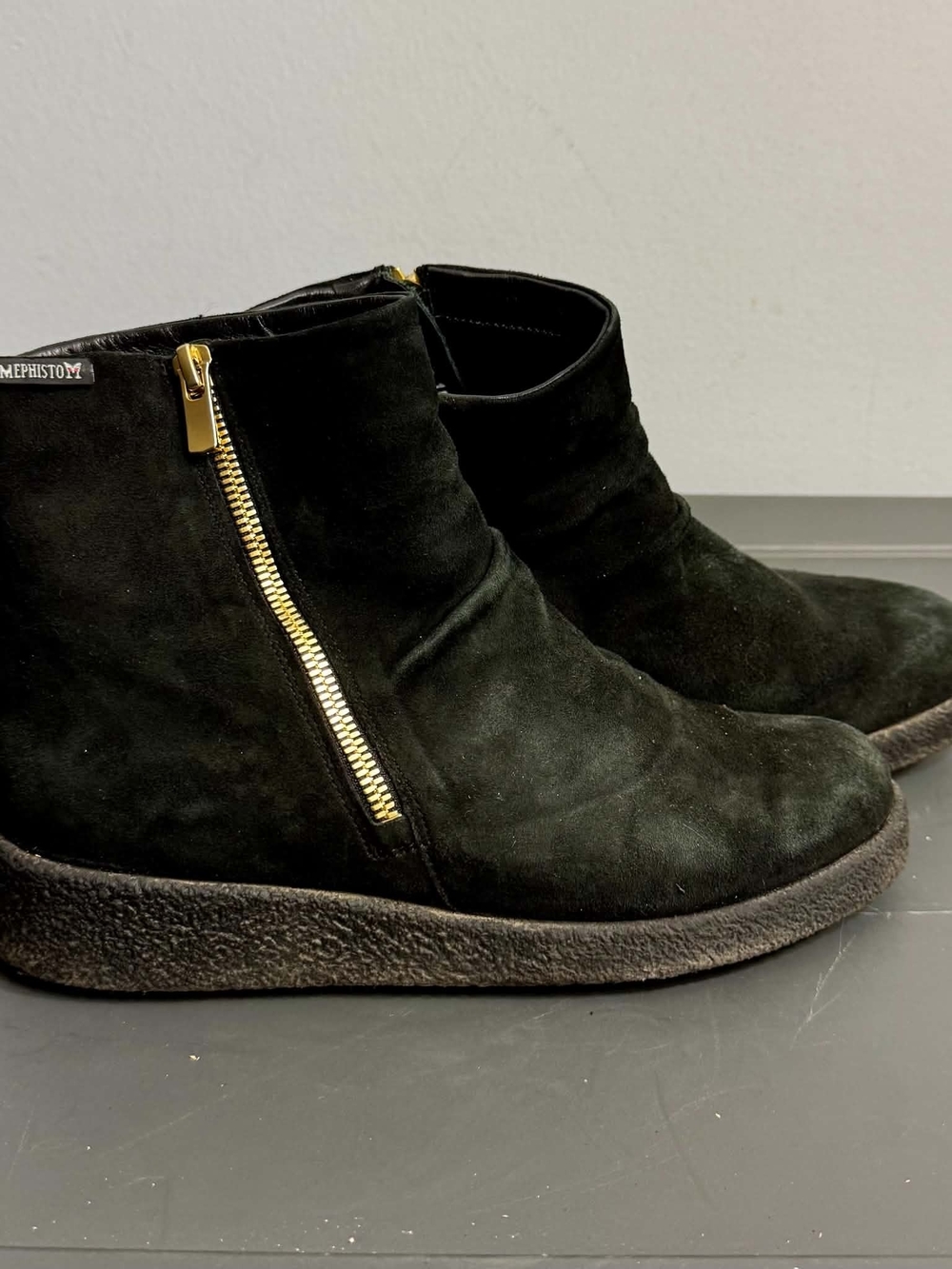 Mephisto Air-Jet Black Suede Ankle Boots